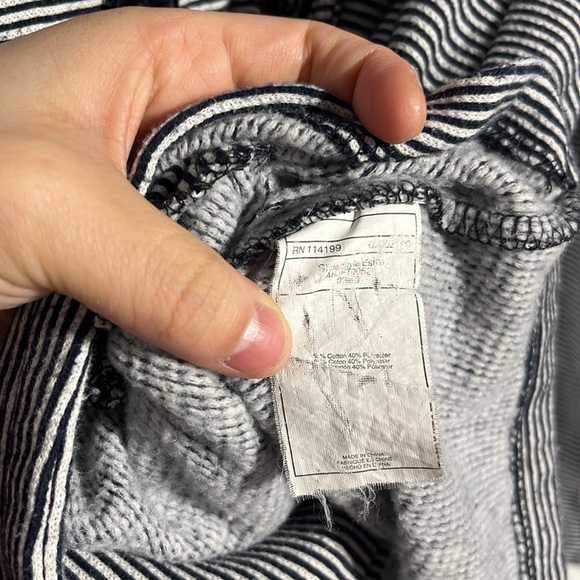 Roxy The Cuddle Hooded Grey Striped Pea Coat Sweater Jacket Size Large - Picture 9 of 13